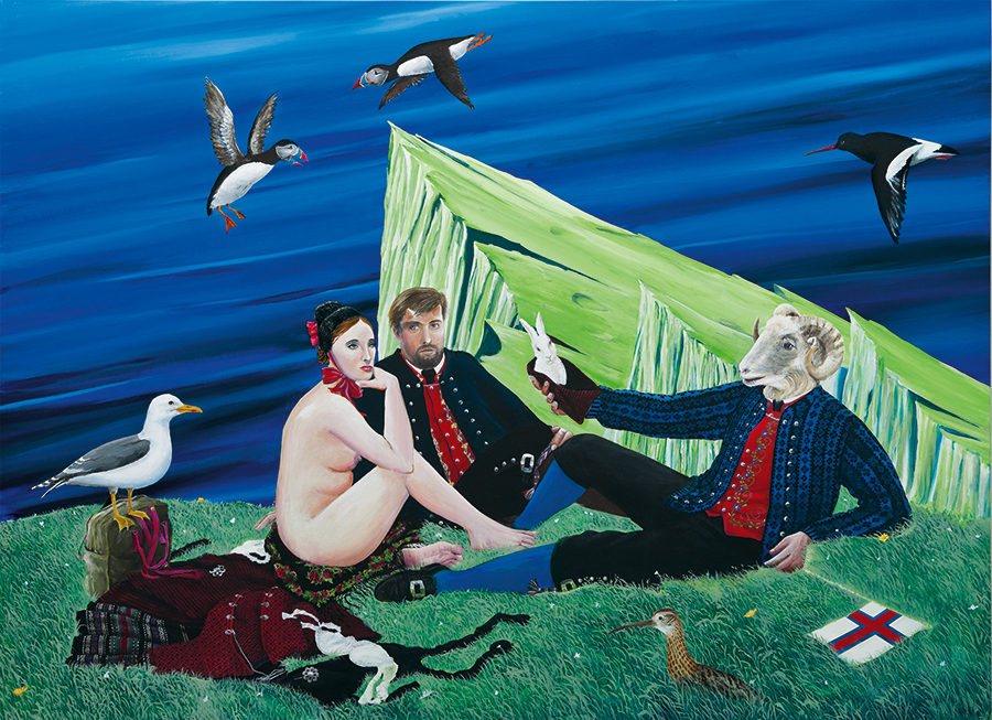 The Luncheon on the Grass, with Manet & Friedrich, acrylic on canvas 208x264 cm 